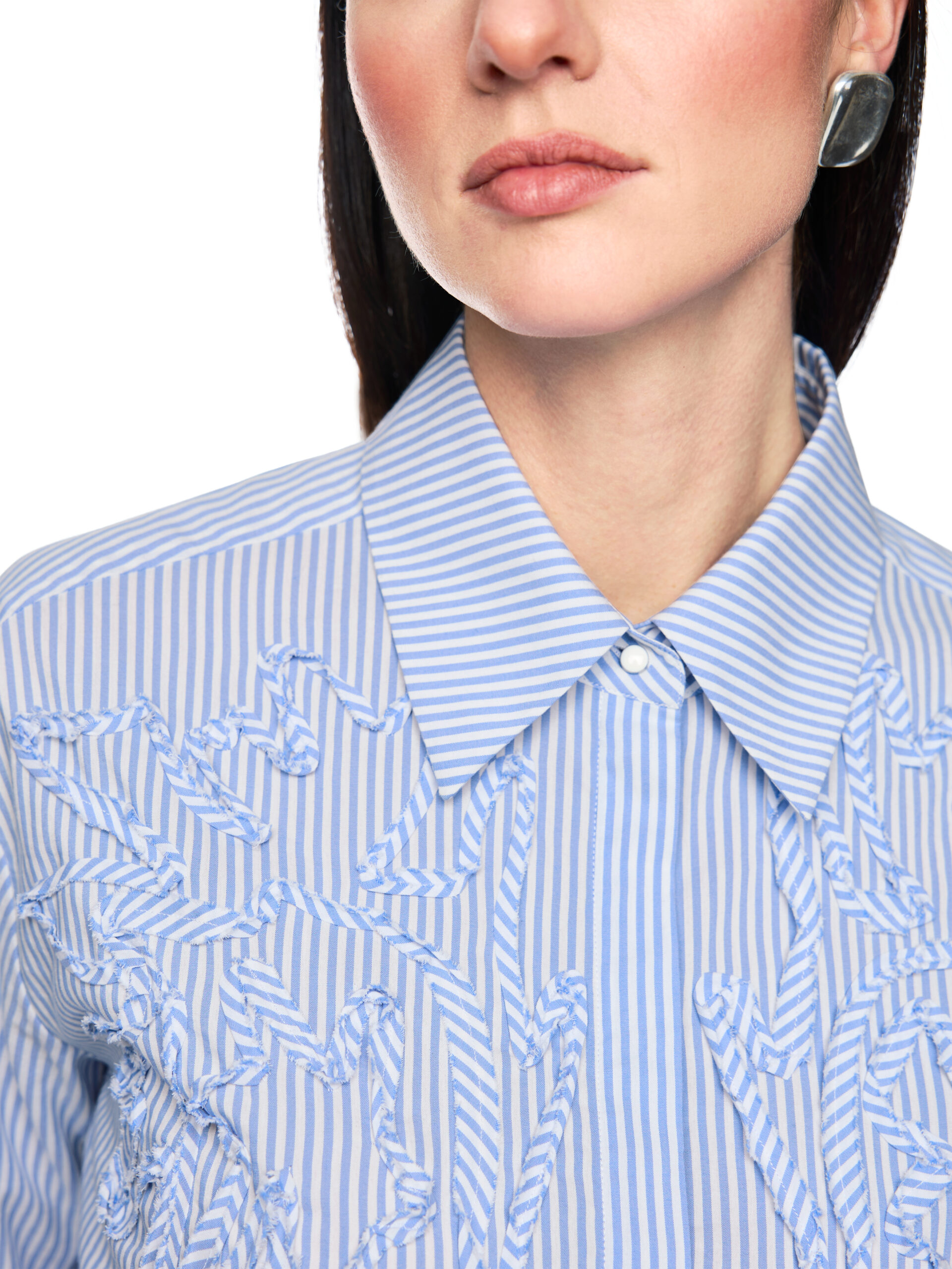 Marc Cain Gestreifte Bluse mit Blumendetails – Bild 4